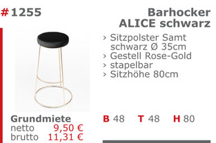 1255-Barhocker Alice schwarz Mietmöbel Jansen Event