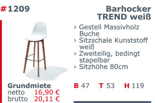 1209-Barhocker Trend weiß Jansen Event Mietmöbel