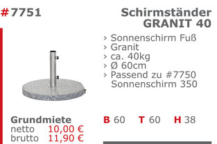 7751 - Schirmständer Granit 40 Jansen Event Mietmöbel