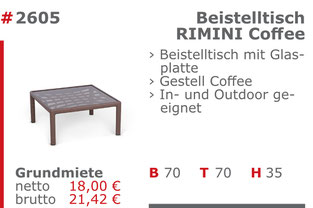 2605 - Beistelltisch Rimini Coffee Jansen Event Mietmöbel