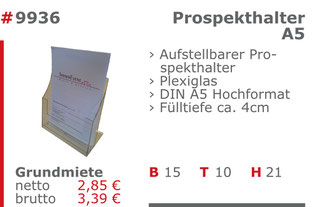 9936 - Prospekthalter A5 Jansen Event Mietmöbel