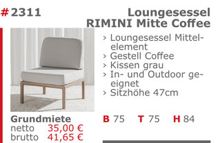 2311 - Loungesessel Rimini Mitte Coffee Jansen Event Mietmöbel