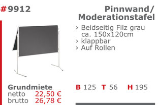 9912 - Pinnwand/Moderationstafel Jansen Event Mietmöbel