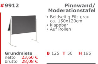 9912 - Pinnwand/Moderationstafel Jansen Event Mietmöbel