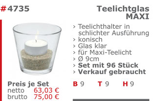 4735_Gebrauchtes Teelichtglas Maxi Verkauf Set Mietmöbel Jansen Event