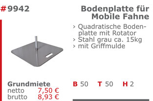 9942 - Bodenplatte für mobile Fahne Jansen Event Mietmöbel