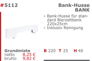 5112 - Bank-Husse Bank Jansen Event Mietmöbel