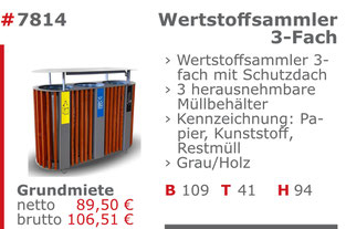 7814 - Wertstoffsammler 3-fach Mietmöbel Jansen Event