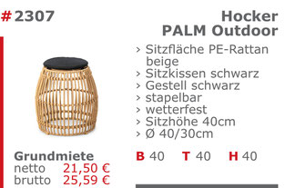 2307 - Hocker Palm Outdoor Mietmöbel Jansen Event