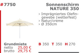 7750 - Sonnenschirm Nature 350 Jansen Event Mietmöbel