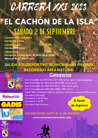 XXI CARRERA POPULAR EL CACHON DE LA ISLA - Valencia de D. Juan, 02-09-2023
