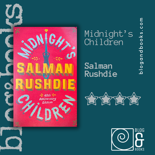 Book cover of Midnight's Children on Blog & Books grey background with spiral logo