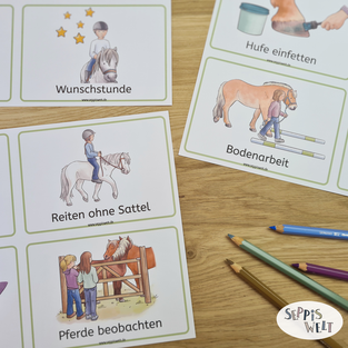 Bildkarten Reittherapie Reitpädagogik Reitunterricht Seppiswelt
