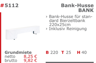 5112 - Bank-Husse Bank Jansen Event Mietmöbel