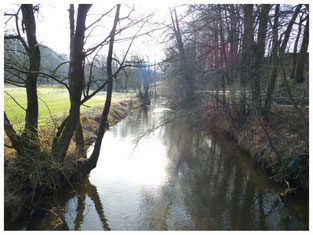 Blick von der alten Röder-Brücke flussaufwärts, zurück zur Tobiasmühle