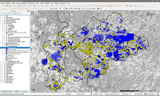 Ein Teil der Artdaten, dargestellt in QGIS 2.18