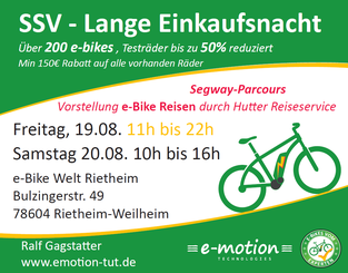Sommerschlussverkauf e-motion e-Bike Welt Tuttlingen