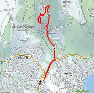 Route von St. Gilgen am Wolfgangsee auf den Plombergstein