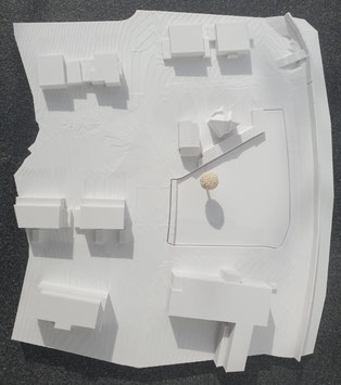 3D-Druck Umgebungsmodell in 15- facher Ausfertigung im Maßstab 1:500 inklusive Einsatzplatten aus Polystyrol