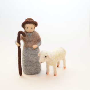 Krippenfigur Filz, Deko Weihnachten, Krippenfigur, Schäfer, Wolle, Schäfer mit Schaf, Krippenfigur aus Filz, Schäfer, Krippenfiguren, Waldorf, nadelgefilzte Krippenfiguren, Schäfer nadelgefilzt, Schäfer Krippe Filz, Waldorf Krippenfiguren, Krippe