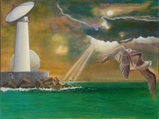 Lighthouse of Freedom, Underpainting with acrylic, Oil Glazing technique, highlighting with egg tempera on canvas, 2014, 60 x 80 cm 