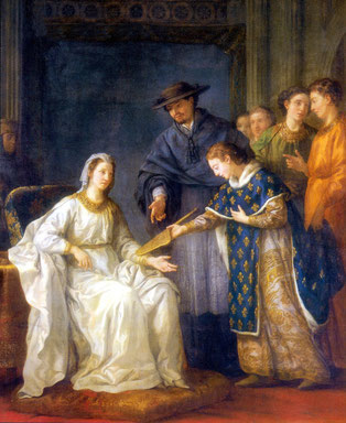 Louis IX, roi de France, remettant la régence a sa mère Blanche de Castille par Joseph-Marie Vien.