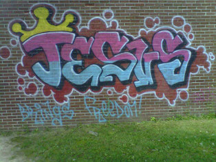 Jesus Graffiti On Apartment Building in Jane Finch