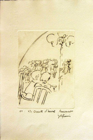 *926- La guinguette de La Croisette 20 x 30, vélin d'Arches