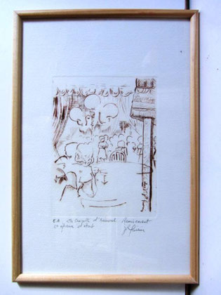 *927- La guinguette de La Croisette 20 x 30, vélin d'Arches