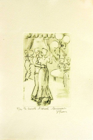 *937- La guinguette de La Croisette 20 x 30, vélin d'Arches