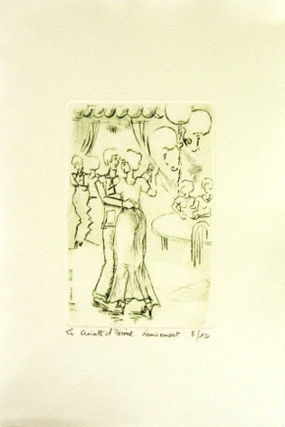 *935- La guinguette de La Croisette 20 x 30, vélin d'Arches