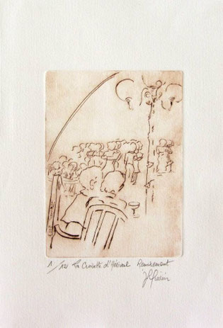*922- La guinguette de La Croisette 20 x 30, vélin d'Arches