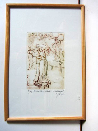 *932- La guinguette de La Croisette 20 x 30, vélin d'Arches