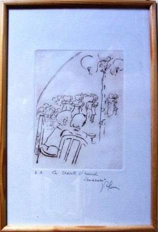 *921- La guinguette de La Croisette 20 x 30, vélin d'Arches