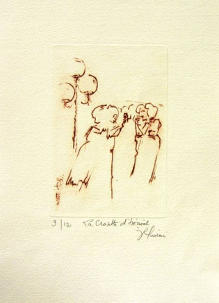 *909- La guinguette de La Croisette 20 x 30, vélin d'Arches