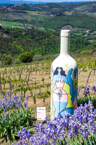 Art message in a Chianti Classico Bottle