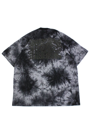t-shirt product image of a light batik t-shirt from the back side with bold black print