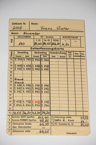 Nettozeitstempelkarte  2. Monatshälfte
