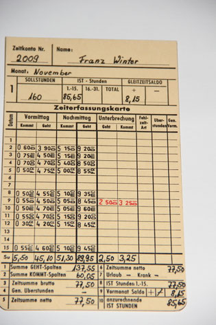 Nettozeitstempelkarte  1. Monatshälfte