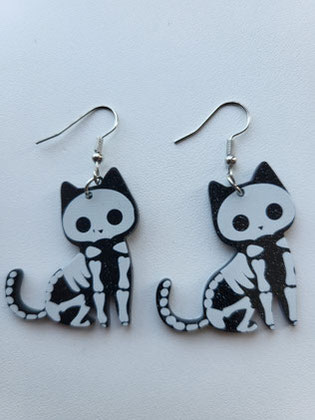 Tattoo Katzen Skelet Ohrringe 