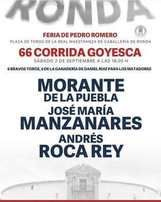 Toros de Daniel Ruiz pour Morante de la Puebla, José Maria Manzanares et Andrés Roca Rey