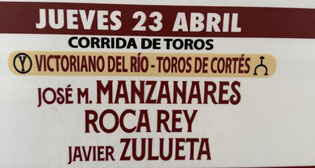 Toros de Victoriano del Rio Cortes pour Manzanares, Roca Rey et Zulueta