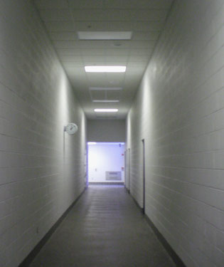 corridor with clock