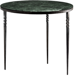 Table basse Twist, fer forgé torsadé gris et plateau rond en marbre vert