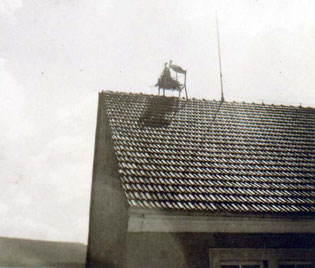 Storch auf dem Rathausdach Ende der 30iger Jahre