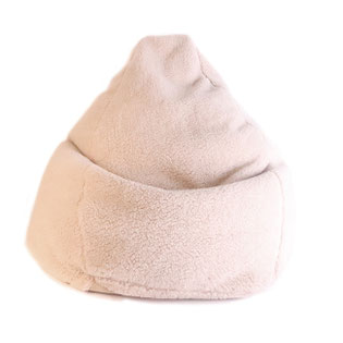 Pouf bean bag en forme de poire en véritable laine de mouton douce et moelleuse marron clair fabriqué en france