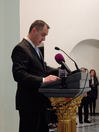 Julián Diaz, durante el acto de entrega del Premio. Fotografía de ValladolidCofrade