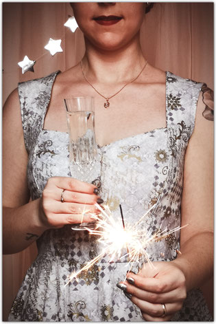 New Year's Eve sparkler champagne glass