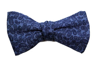 Herren Anzug Fliege blau Paisleymuster zum selbstbinden
