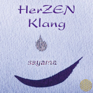 Das Titelbild des Albums Ayurveda Herz Meditation von Sayama Music Richard Hiebinger. Es zeigt einen rosa Buddha vor einer wunderschönen violetten Blüte und die Blume des Lebens